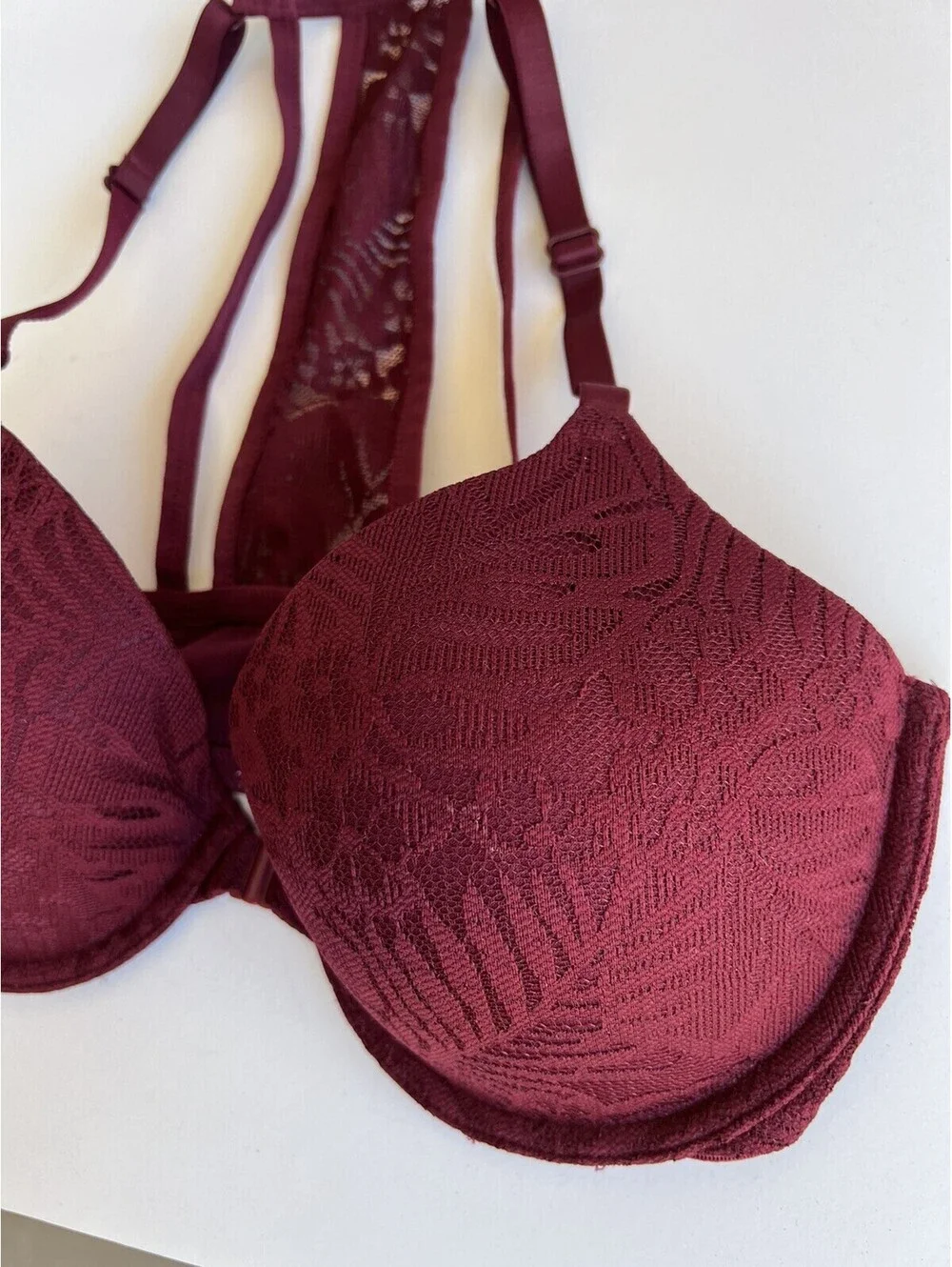 Pink Victoria's Secret Racerback Lightly Lined Bra Maroon 32DD